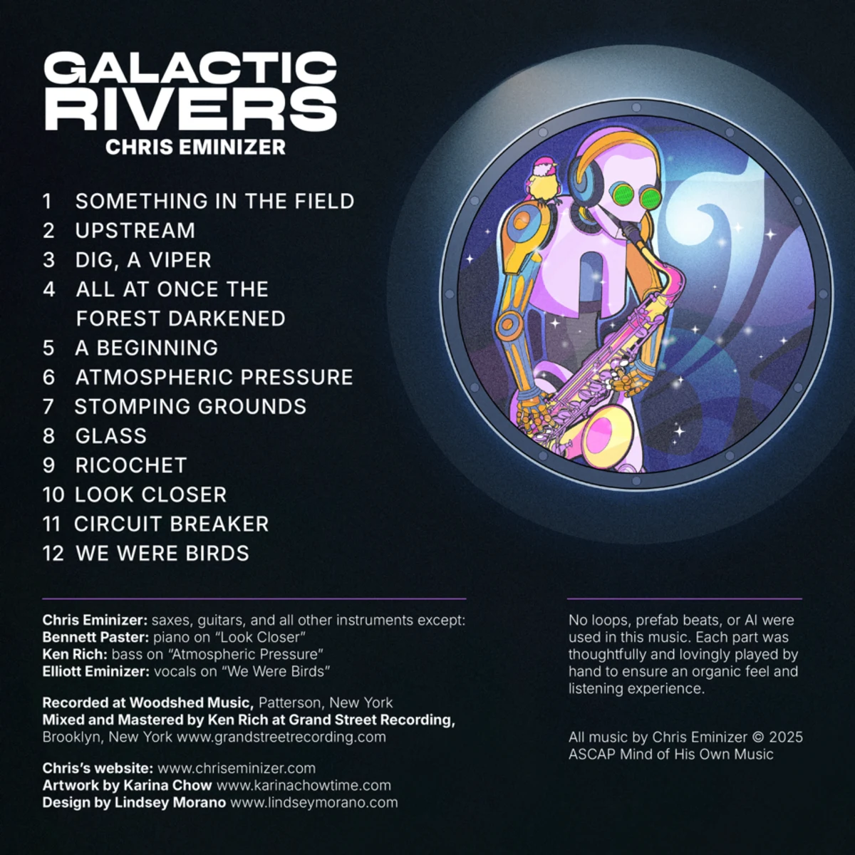 The back of the album with the track list