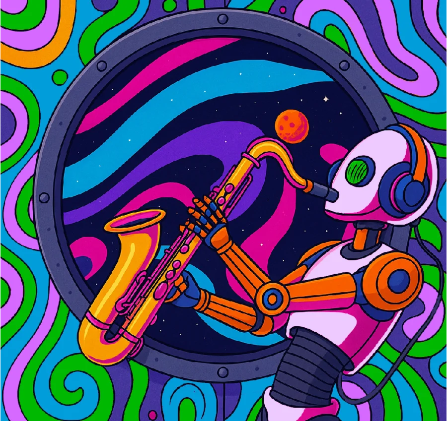 The fully flat 60s psychedelic variant with allover swirls