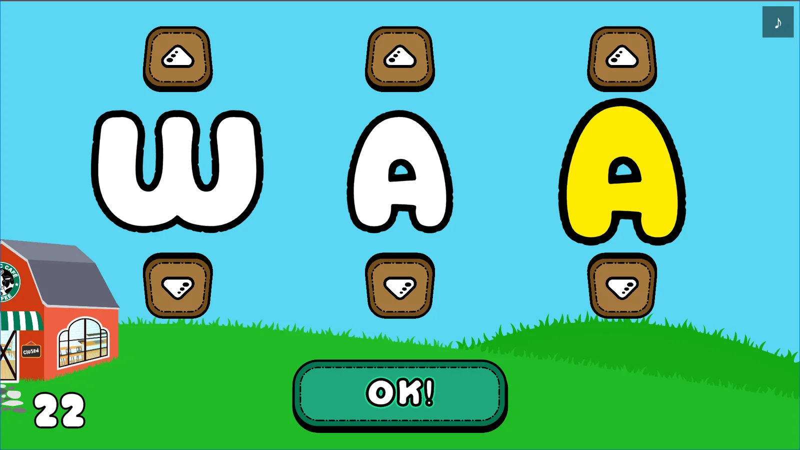 The initials entry screen after a round, with a countdown in the corner